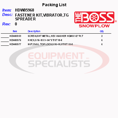(Boss) [HDW05968] FASTENER KIT, VIBRATOR, TGS