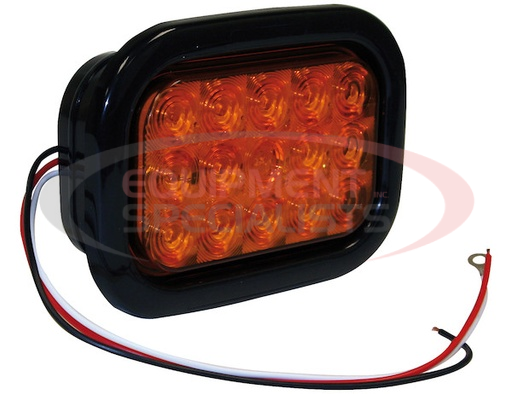 (Buyers) [5625215] 5.375 INCH AMBER RECTANGULAR TURN SIGNAL LIGHT KIT WITH 15 LEDS (PL-3 CONNECTION, INCLUDES GROMMET AND PLUG)