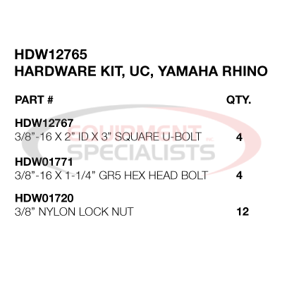 (Boss) [HDW12765] FASTENER KIT, UC, YAMAHA RHINO, 04-13