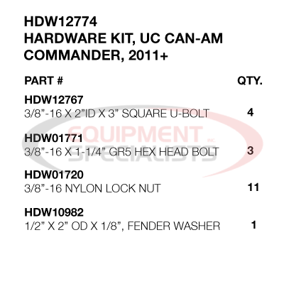 (Boss) [HDW12774] FASTENER KIT, UC, CAN-AM COM, 2011+