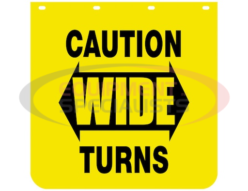 (Buyers) [B2424YC] Caution Wide Turns Yellow Polymer Mudflaps 24x24 Inch