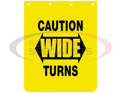 (Buyers) [B2430YC] Caution Wide Turns Yellow Polymer Mudflaps 24x30 Inch