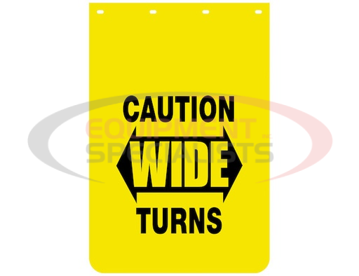 (Buyers) [B2436YC] Caution Wide Turns Yellow Polymer Mudflaps 24x36 Inch
