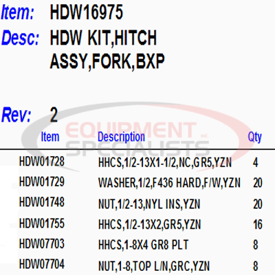 (Boss) [HDW16975] KIT-HDW, HITCH ASM, FORK, BXP
